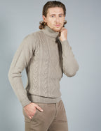 Turtleneck with braids and diamond pattern