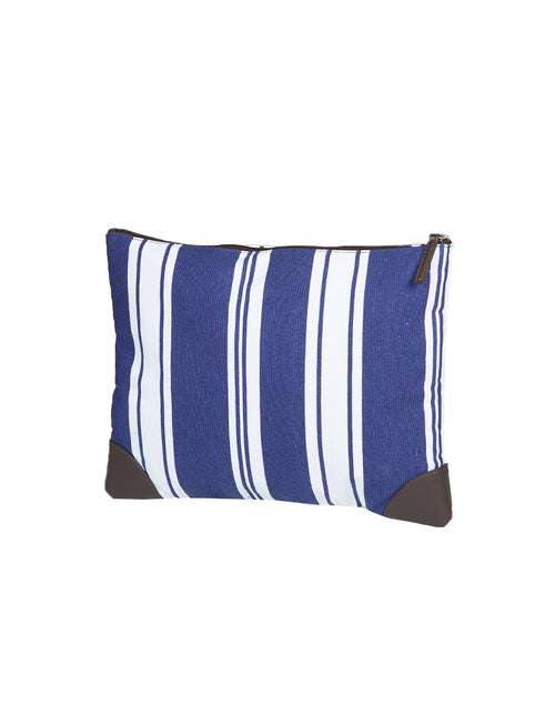 Amalfi model blue and white striped clutch bag