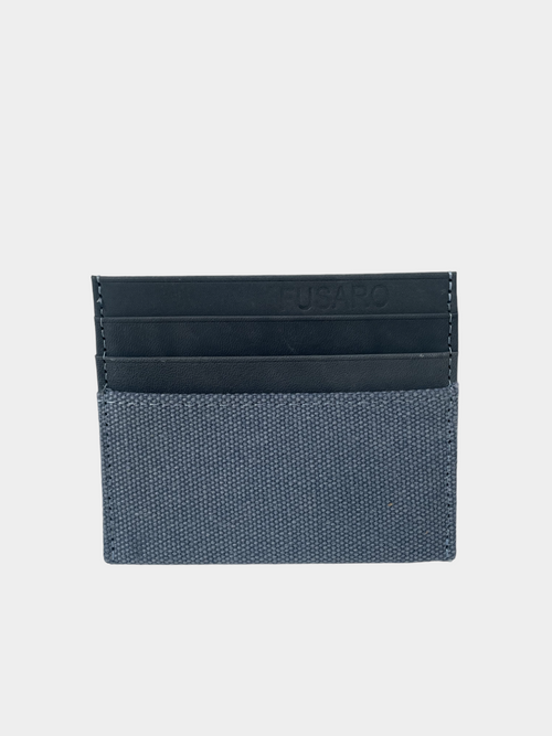 Canvas and leather card holder