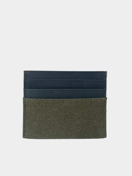 Canvas and leather card holder