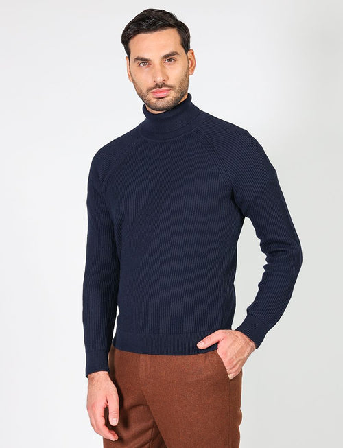 English ribbed turtleneck in cotton and wool