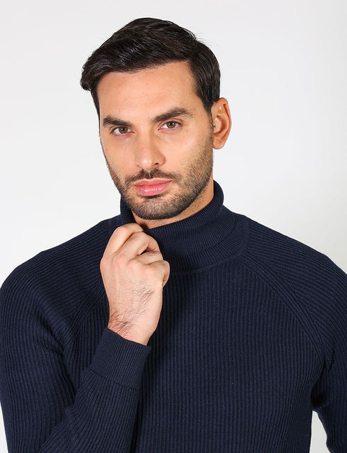 English ribbed turtleneck in cotton and wool