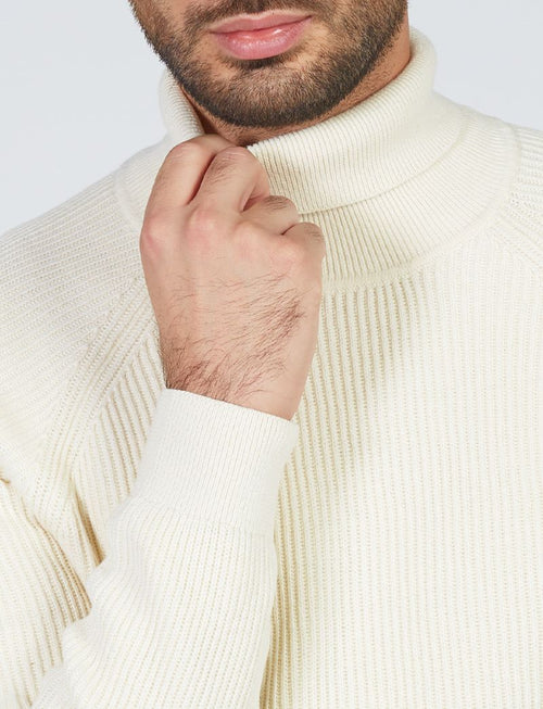 English ribbed turtleneck in cotton and wool