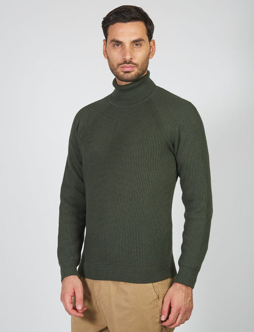 English ribbed turtleneck in cotton and wool