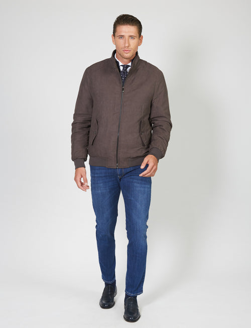 Padded alcantara bomber jacket