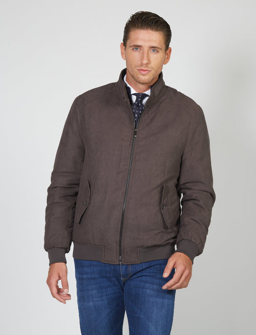 Padded alcantara bomber jacket