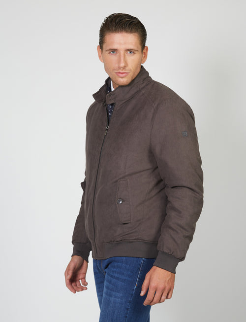 Padded alcantara bomber jacket