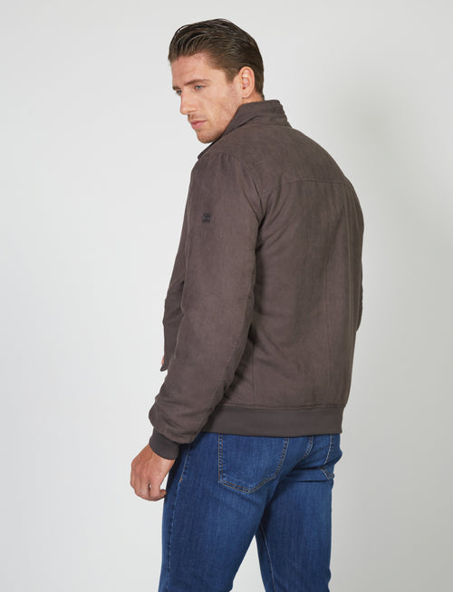 Padded alcantara bomber jacket