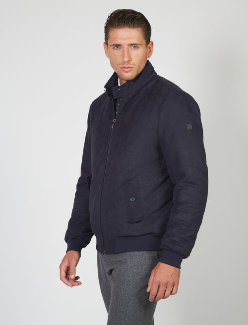 Padded alcantara bomber jacket