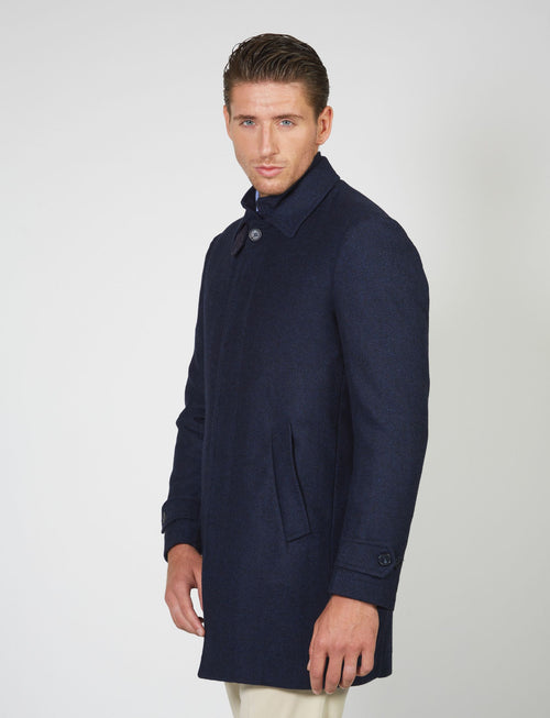 Diagonal trench coat in wool blend