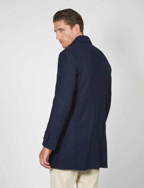 Diagonal trench coat in wool blend