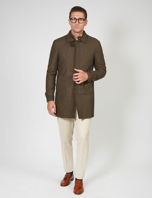 Diagonal trench coat in wool blend