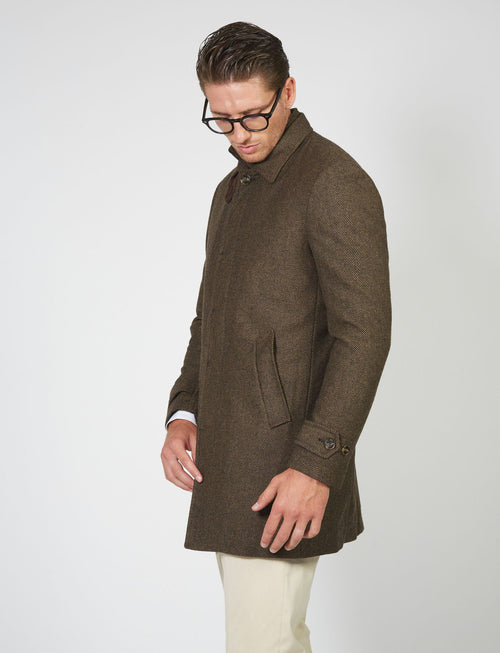 Diagonal trench coat in wool blend