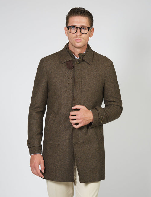 Diagonal trench coat in wool blend