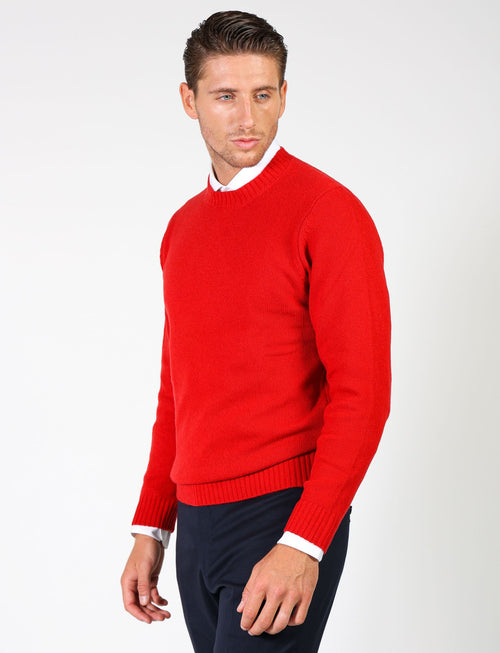 Crew-neck sweater in wool and nylon