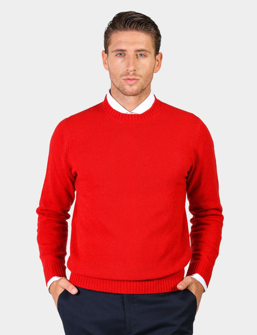 Crew-neck sweater in wool and nylon