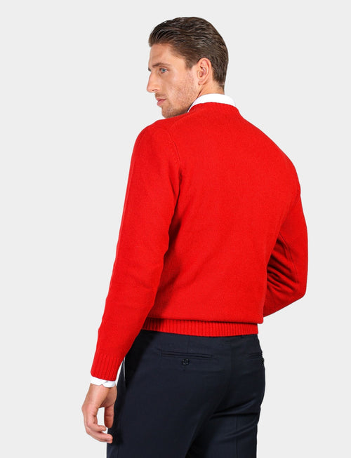 Crew-neck sweater in wool and nylon