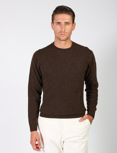 Crew-neck sweater in wool and nylon