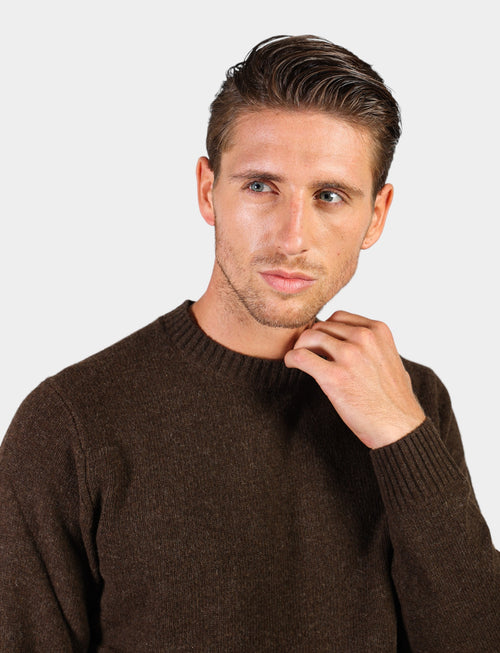 Crew-neck sweater in wool and nylon