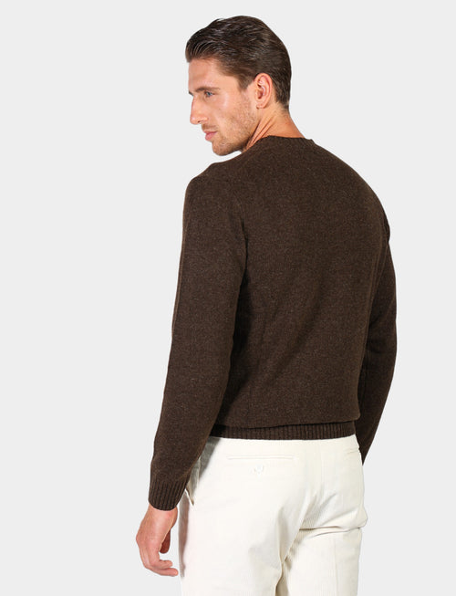 Crew-neck sweater in wool and nylon