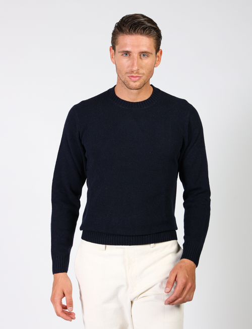 Crew-neck sweater in wool and nylon