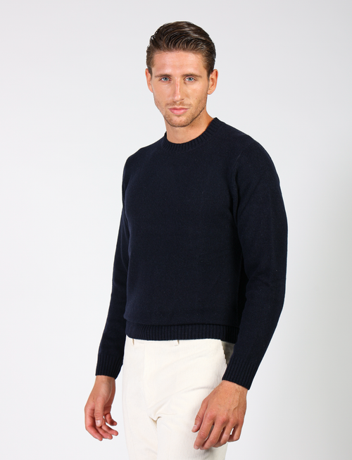 Crew-neck sweater in wool and nylon