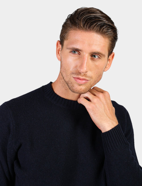 Crew-neck sweater in wool and nylon