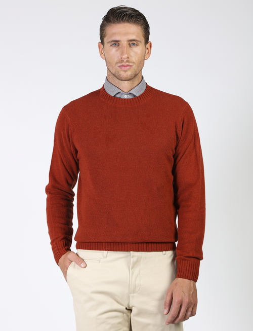 Crew-neck sweater in wool and nylon