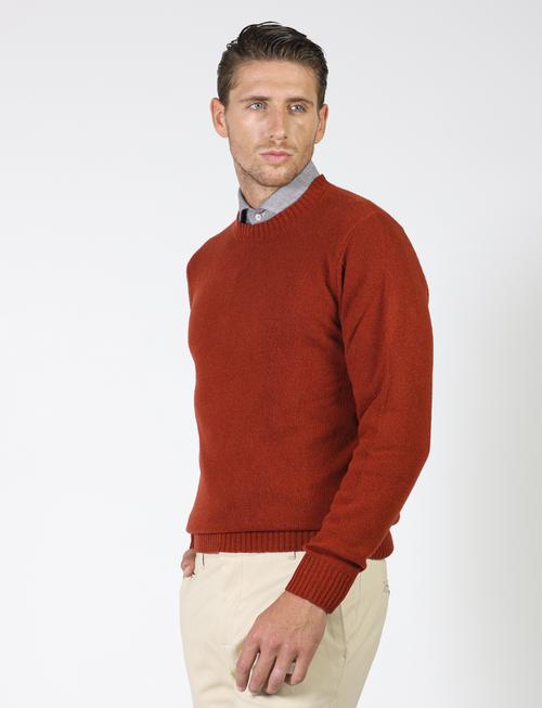 Crew-neck sweater in wool and nylon