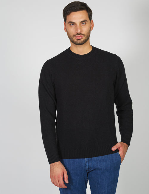 Crew-neck sweater in wool and nylon