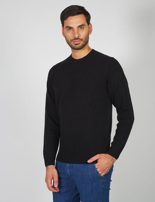 Crew-neck sweater in wool and nylon