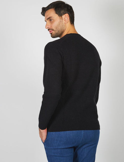 Crew-neck sweater in wool and nylon