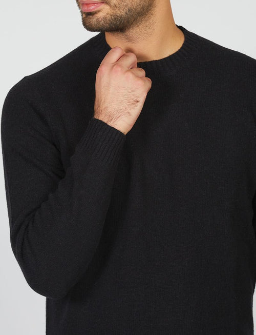 Crew-neck sweater in wool and nylon