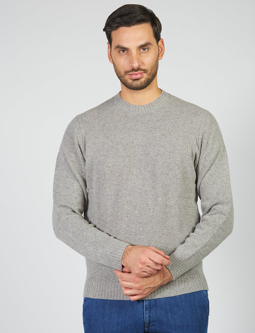 Crew-neck sweater in wool and nylon