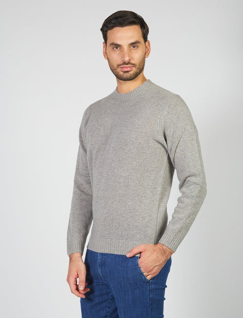 Crew-neck sweater in wool and nylon