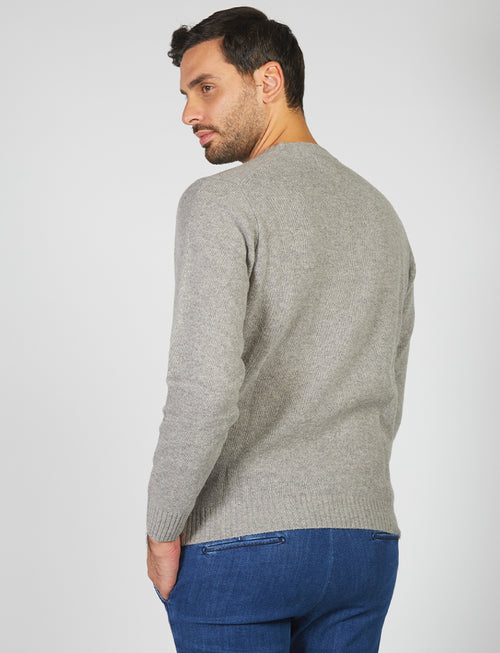 Crew-neck sweater in wool and nylon