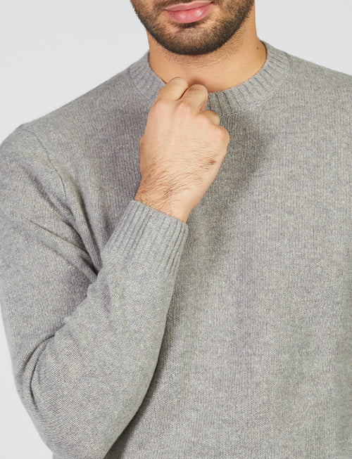 Crew-neck sweater in wool and nylon