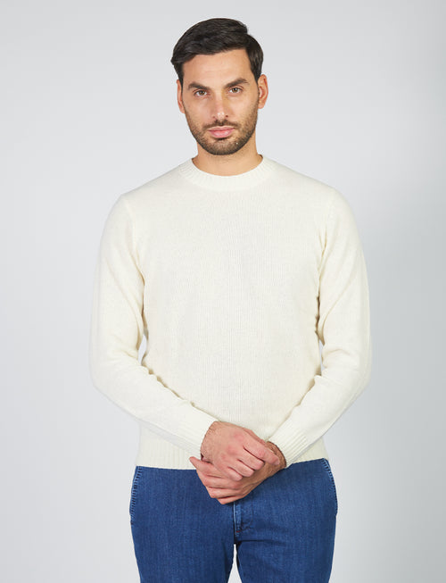 Crew-neck sweater in wool and nylon