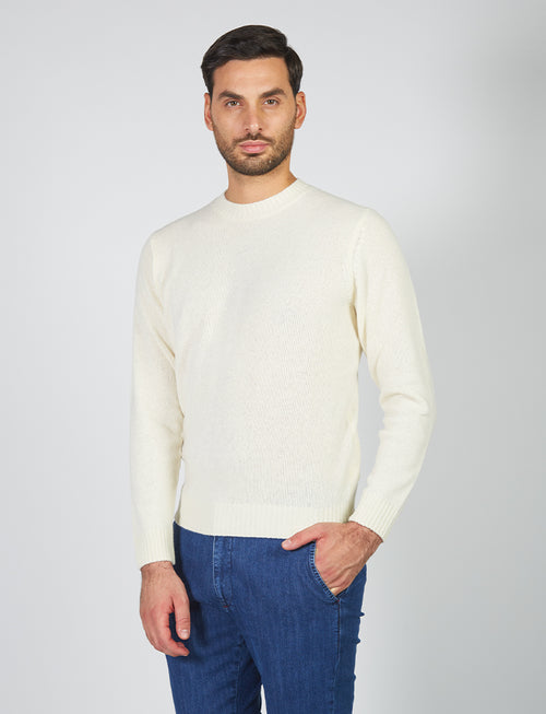 Crew-neck sweater in wool and nylon