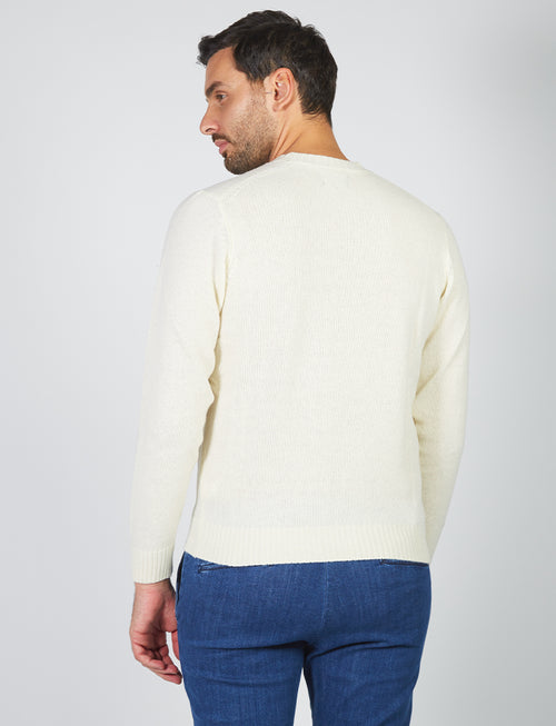 Crew-neck sweater in wool and nylon