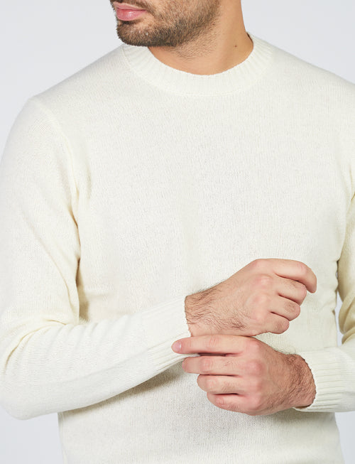 Crew-neck sweater in wool and nylon