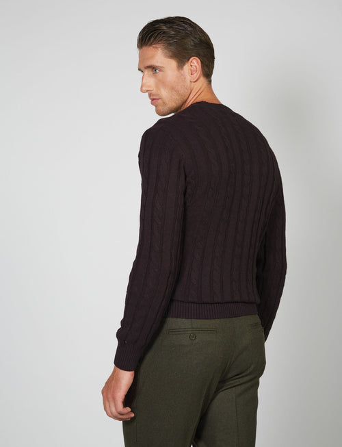 Crew-neck sweater in cotton and wool