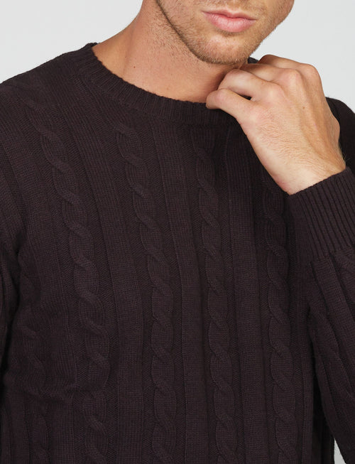 Crew-neck sweater in cotton and wool