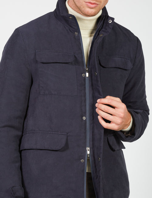 Alcantara safari jacket with pockets