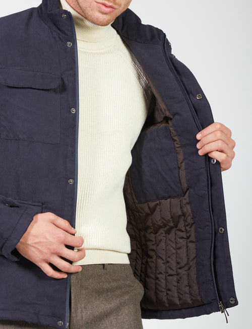 Alcantara safari jacket with pockets