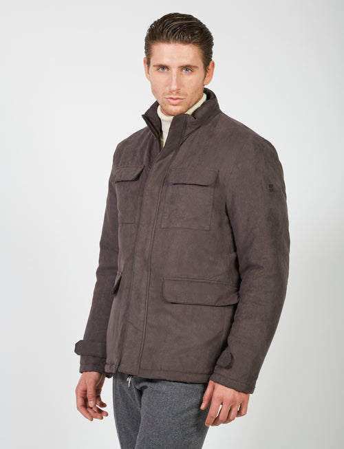 Alcantara safari jacket with pockets