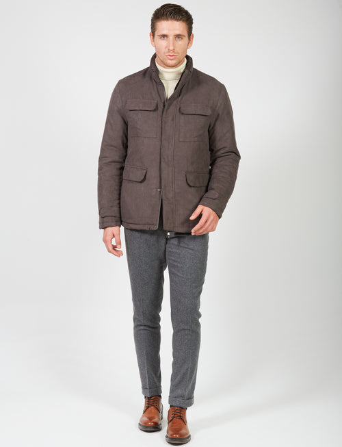 Alcantara safari jacket with pockets