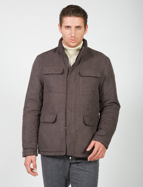 Alcantara safari jacket with pockets