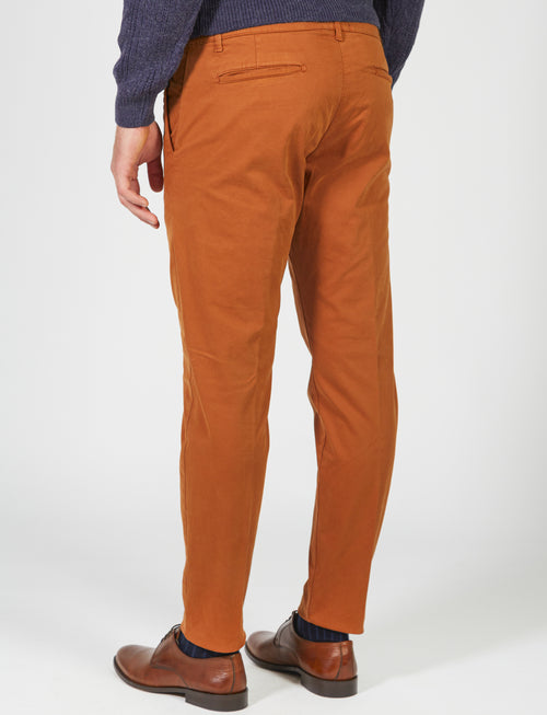 Chino trousers in stretch cotton satin