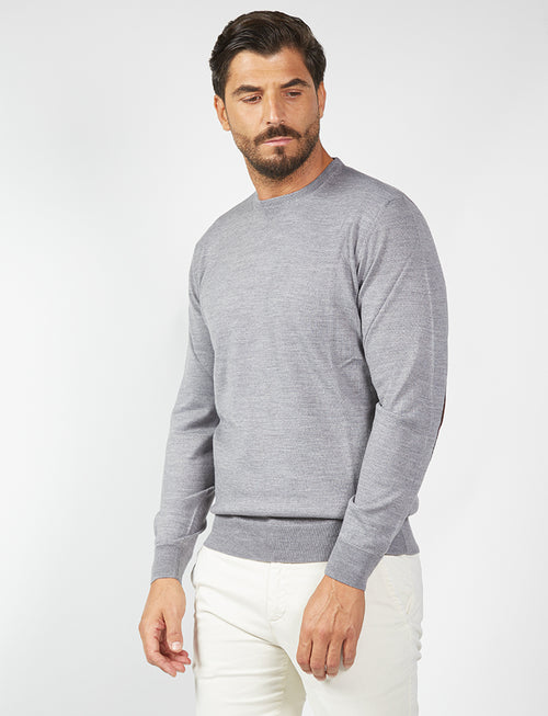 Wool sweater with Alcantara patches